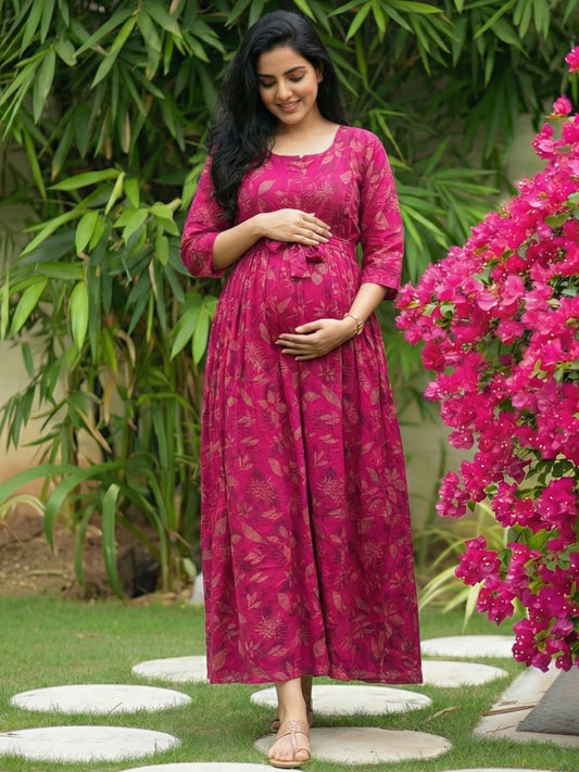 Raani Flower - Maternity Dress with Feeding Zips - Soft Rayon