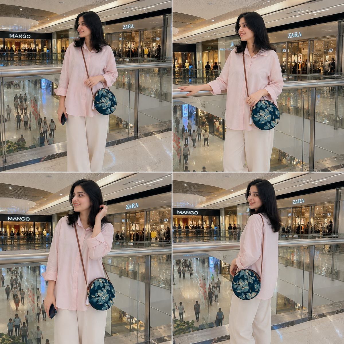 Jasmine Peacock Blue Colour - Cute Round Sling bag