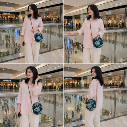Jasmine Peacock Blue Colour - Cute Round Sling bag