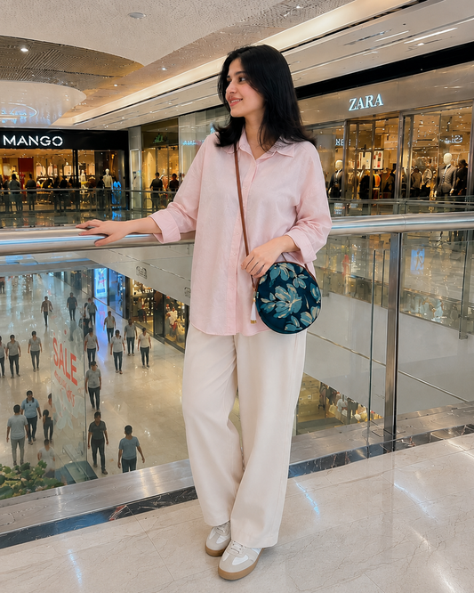 Jasmine Peacock Blue Colour - Cute Round Sling bag