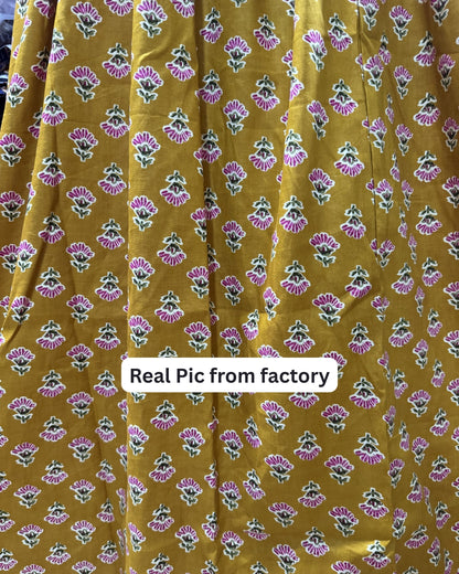 Yellow Pink Flower - Maternity Kurti with Feeding Zips - Soft Rayon