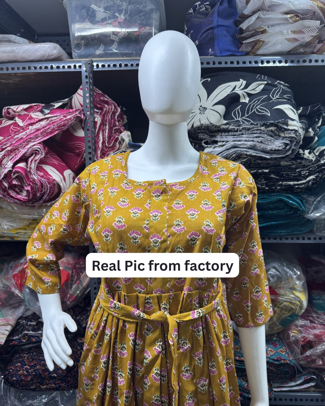 Yellow Pink Flower - Maternity Kurti with Feeding Zips - Soft Rayon