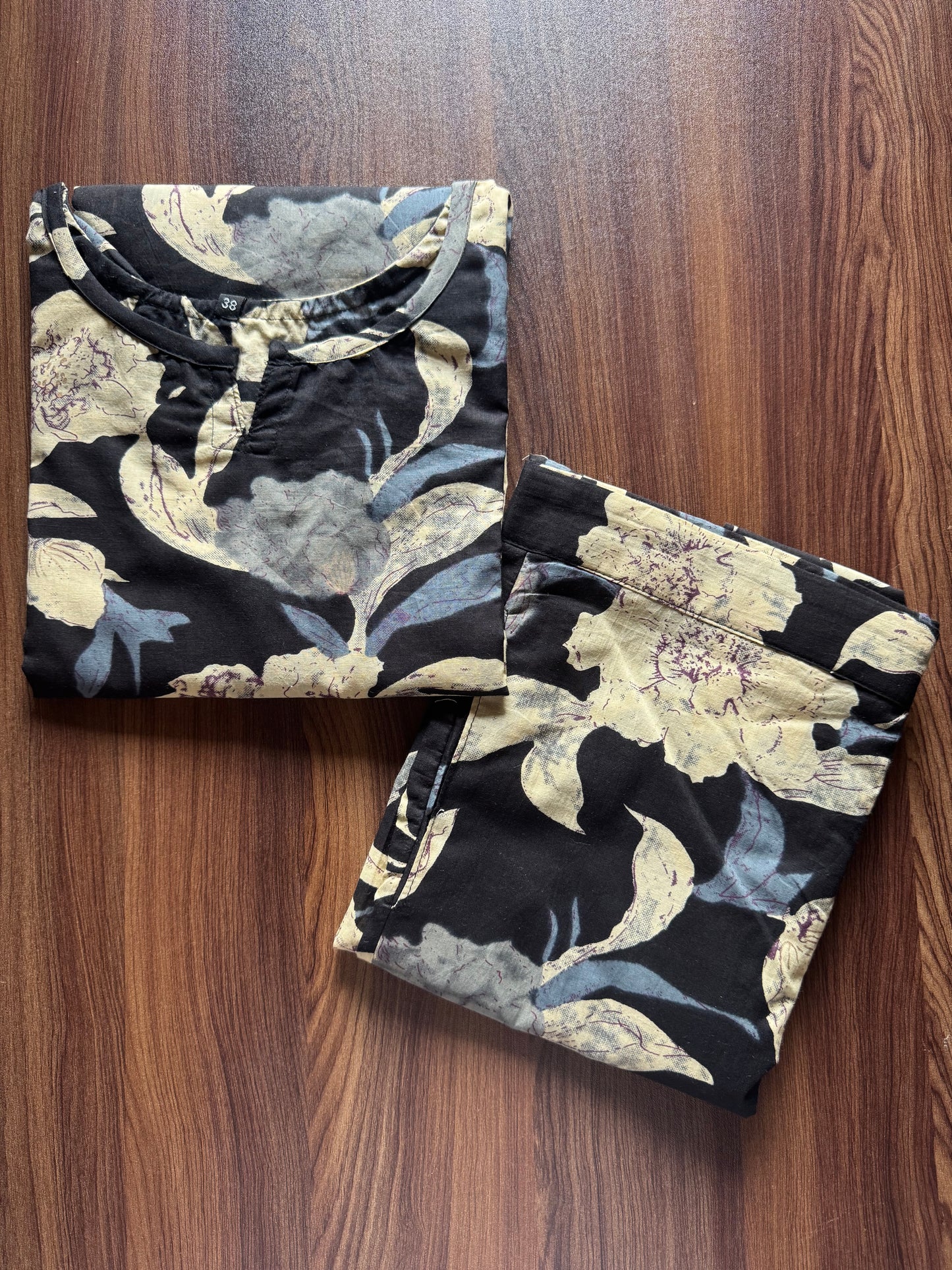 Mix Flower Black- Cord Set - Pure Cotton