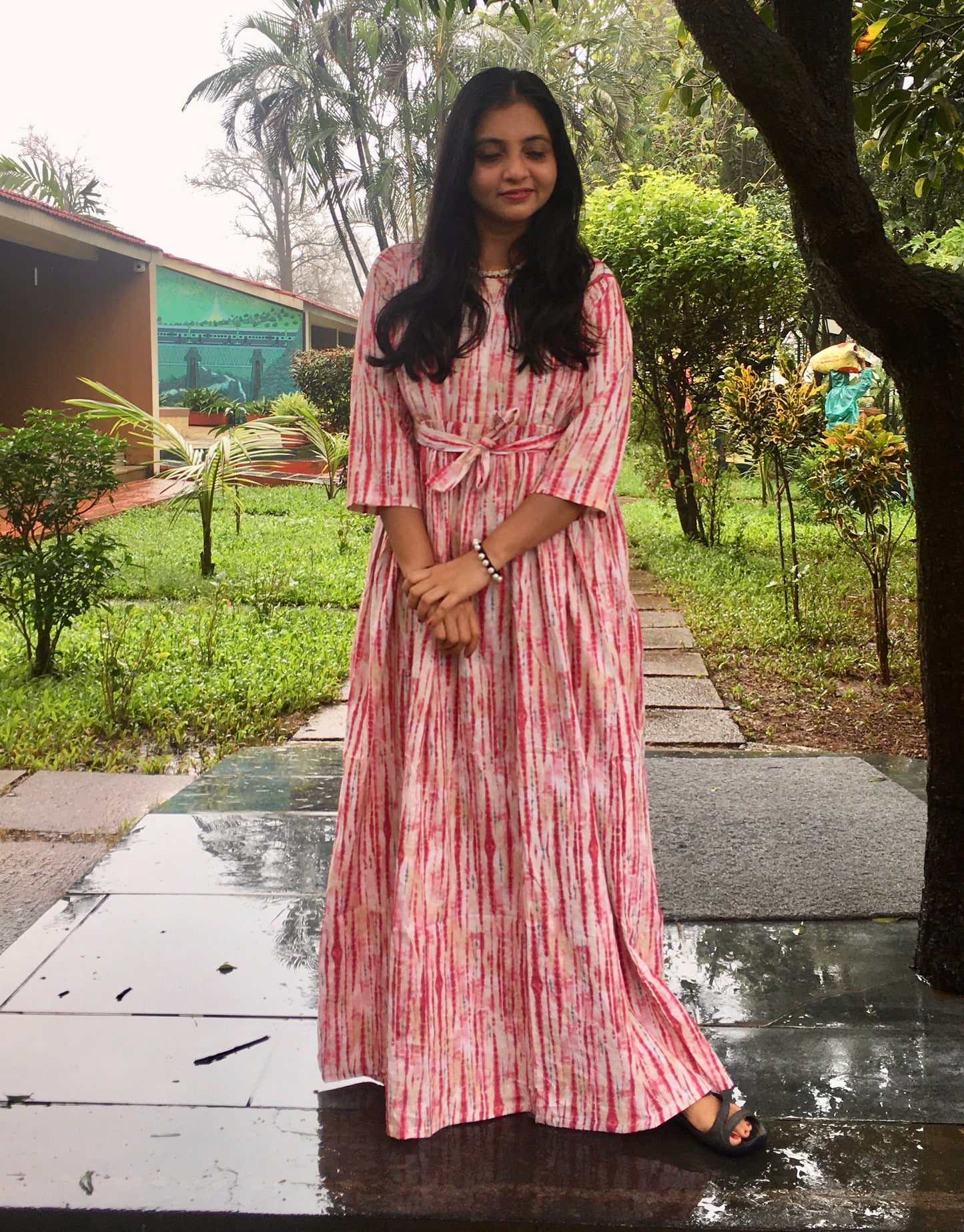 Tie Dye Sibhori - Pink - Maternity Kurti with Feeding Zips - Cotton Flex - Thicker Fabric