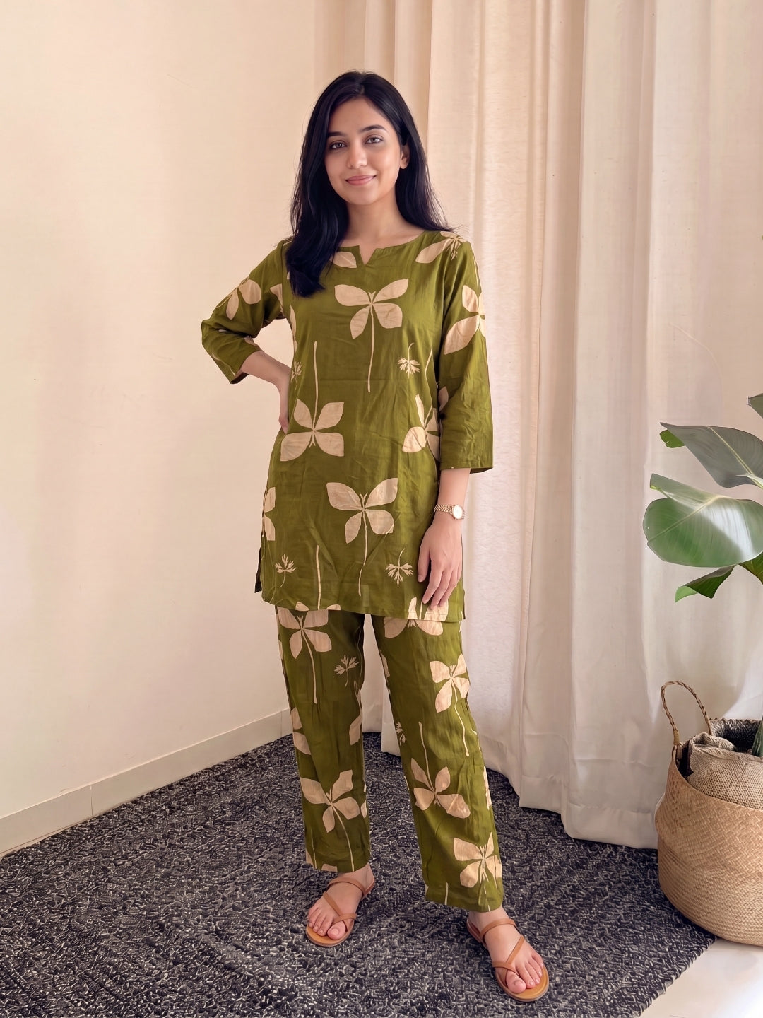 Mehendi Flower Motif - Cord Set - Pure Cotton
