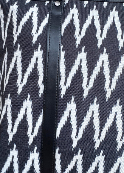 Black Zigzag - Office & College Tote Bag with Laptop Compartment