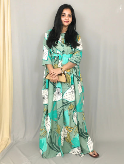Lotus Sea Green - Maternity Kurti with Feeding Zips - Cotton Flex - Thicker Fabric