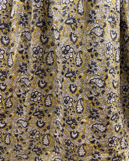 Yellow White Forrest - Maternity Kurti with Feeding Zips - Cotton Flex - Thicker Fabric
