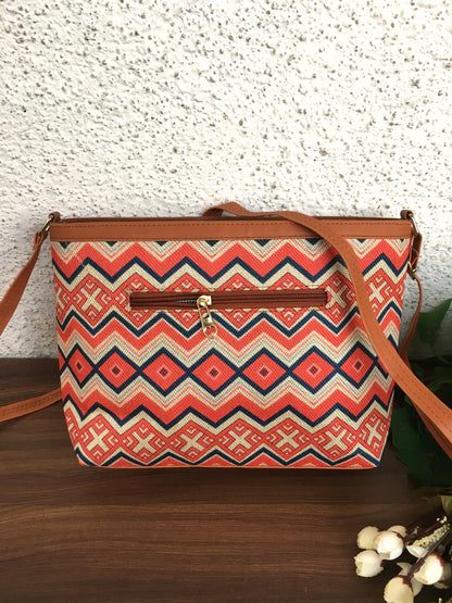 Minsk - 3 zip- Big size - Sling Bag - Red Tribal