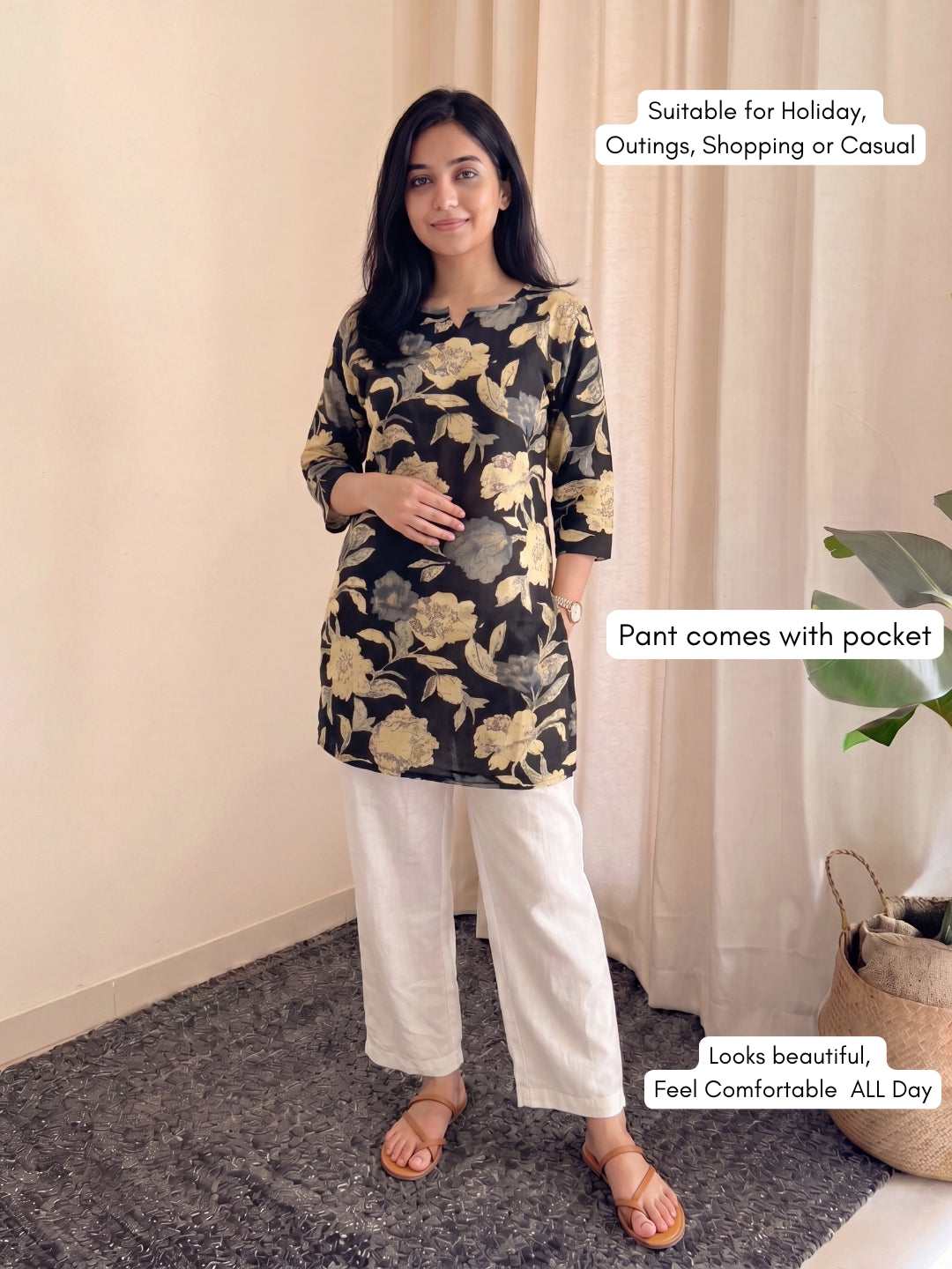 MIx Black with White Pant - Cord Set  - Pure Cotton