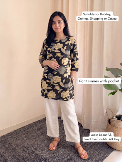 MIx Black with White Pant - Cord Set  - Pure Cotton