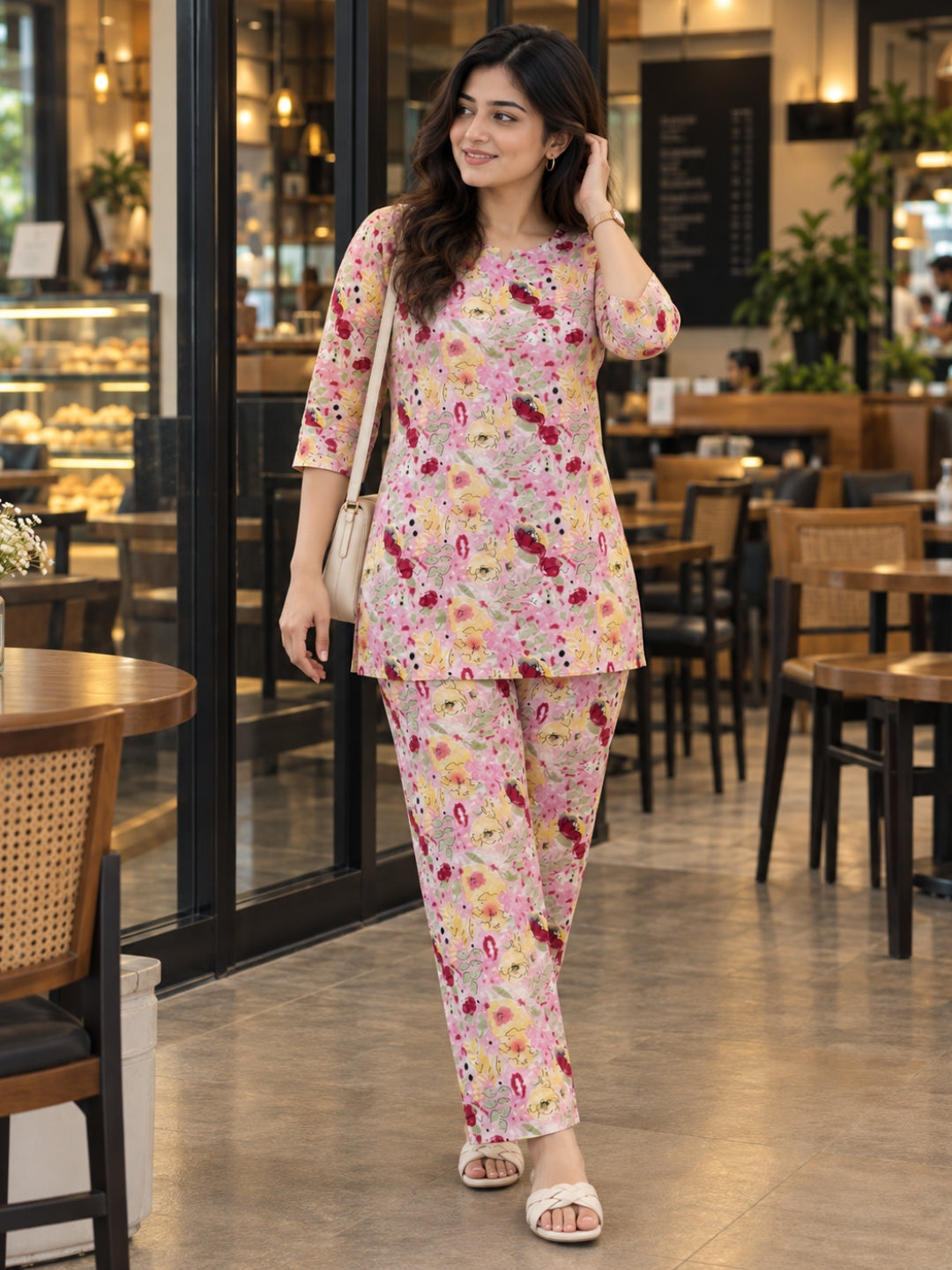 Floral Bliss - Pink - Cord Set - Soft Rayon