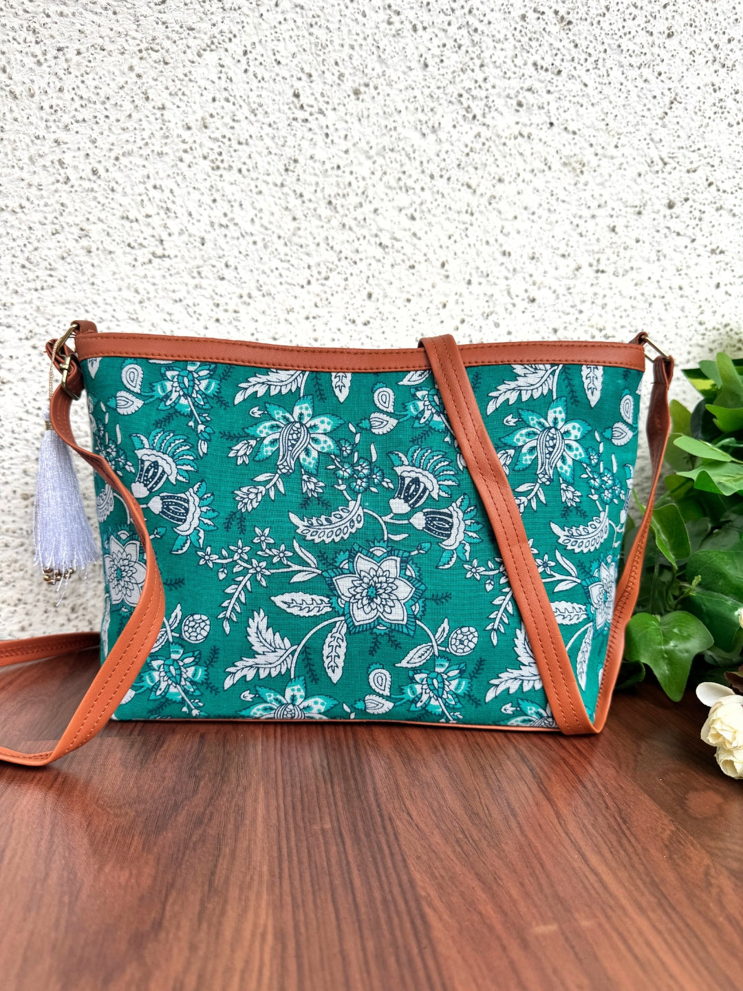 Minsk - 3 zip- Big size - Sling Bag - Sea Green Forrest