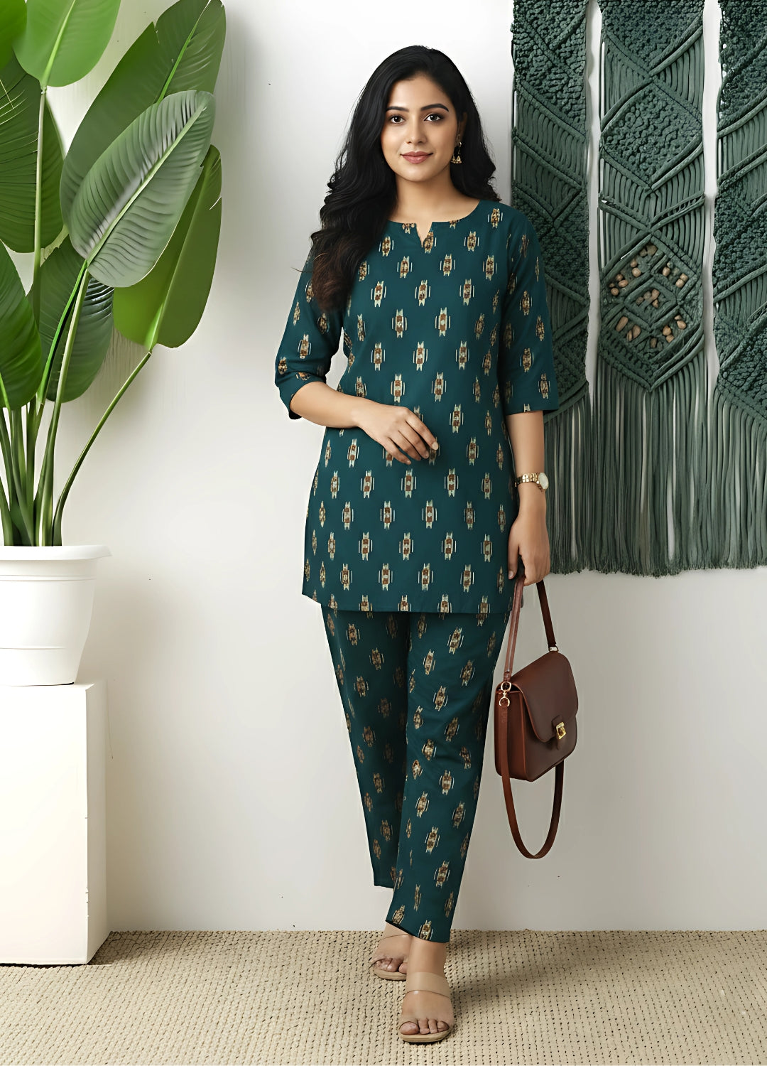 Peacock Blue Ajrakh - Cord Set - Pure Cotton
