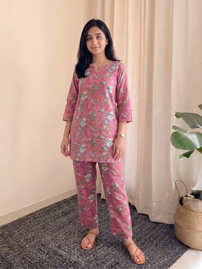 Pink Blue White - Cord Set - Pure Cotton