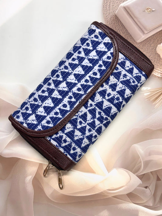 Blue Pyramid - 2 pockets  - Trendy & Beautiful Womens Wallet