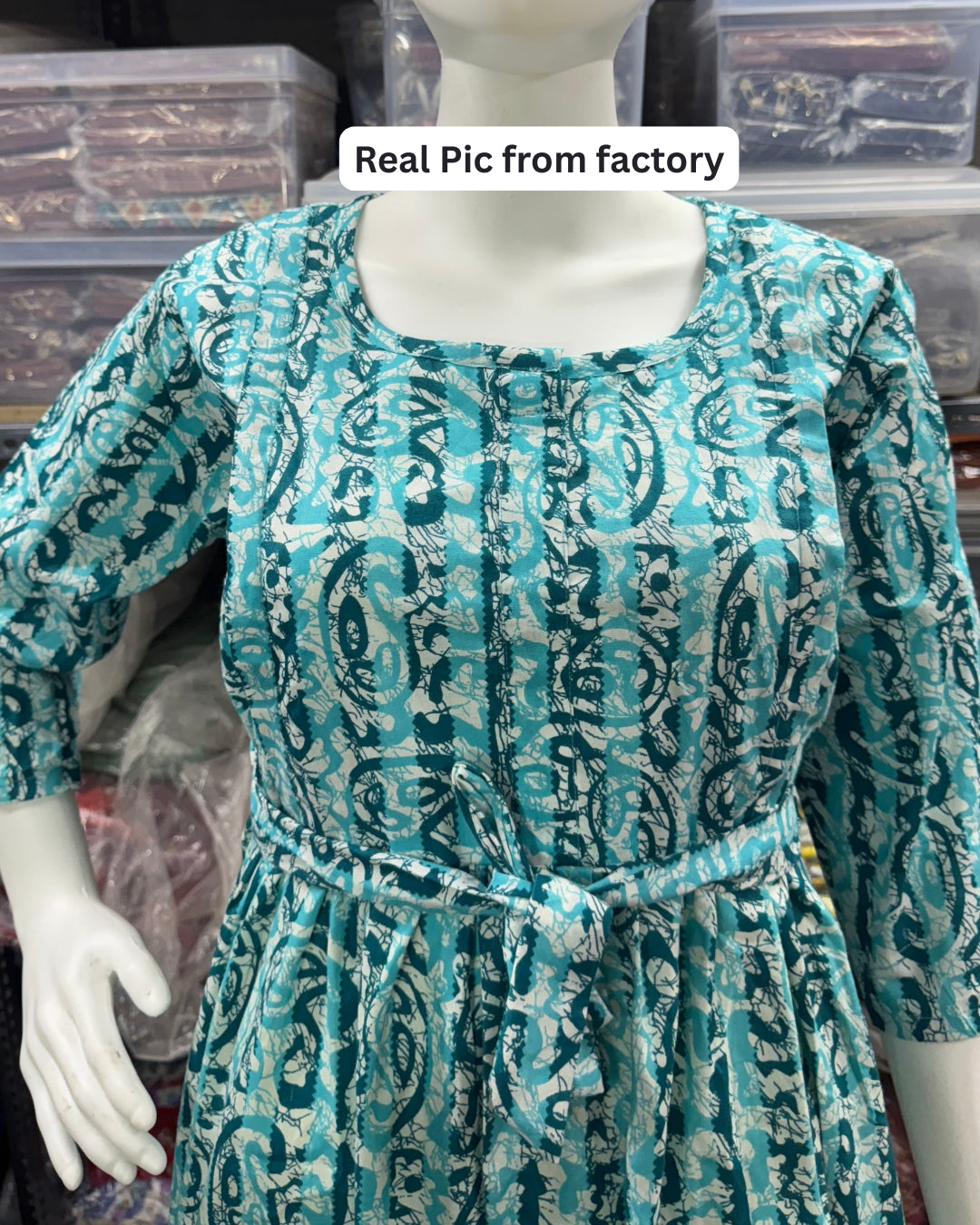 Firozi Keri - Maternity Kurti with Feeding Zips - Cotton Flex - Thicker Fabric