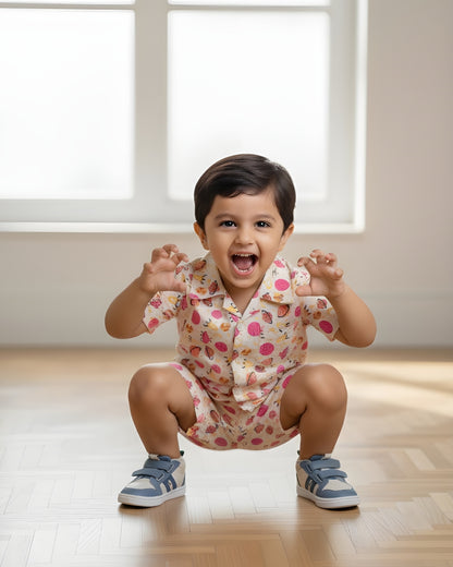 Kids Shirt & Short set - Pink Planets
