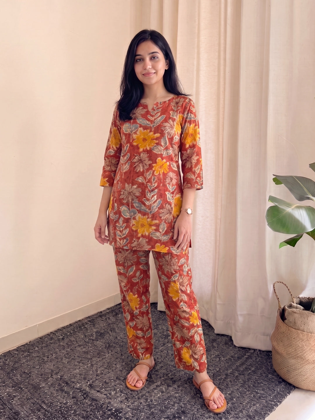 Orange Sunflower - Cord Set - Pure Cotton
