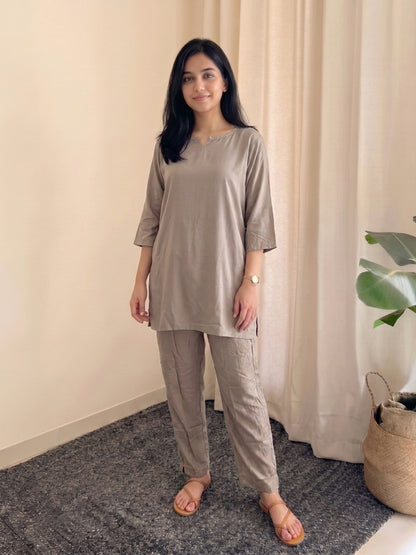 Plain Grey - Cord Set - Soft Rayon