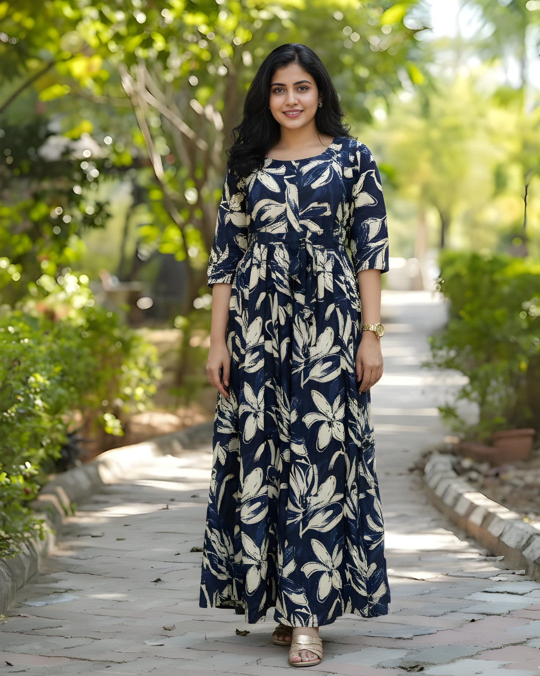 Jasmine Blue - Maternity Kurti with Feeding Zips - Soft Rayon