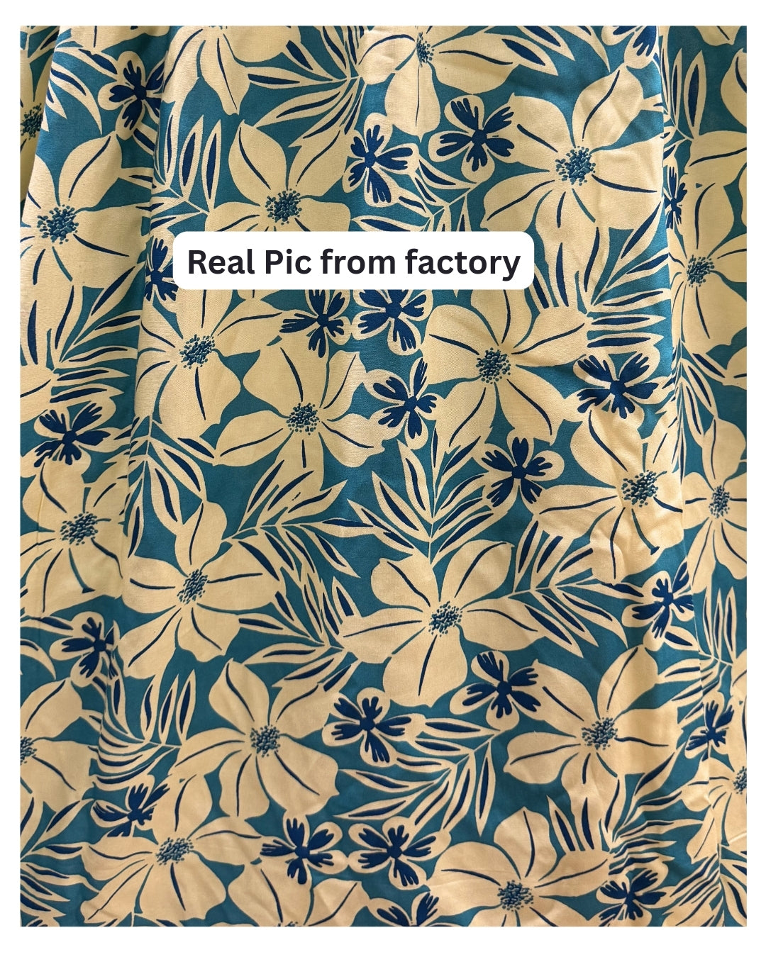 Sky Blue Cream Flower - Maternity Kurti with Feeding Zips - Soft Rayon