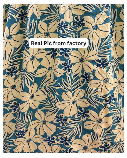 Sky Blue Cream Flower - Maternity Kurti with Feeding Zips - Soft Rayon