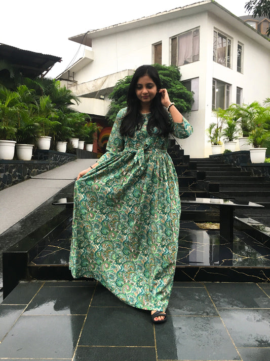 Keri - Sea Green - Maternity Kurti with Feeding Zips - Cotton Flex - Thicker Fabric