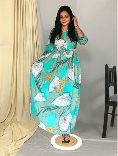 Lotus Sea Green - Maternity Kurti with Feeding Zips - Cotton Flex - Thicker Fabric