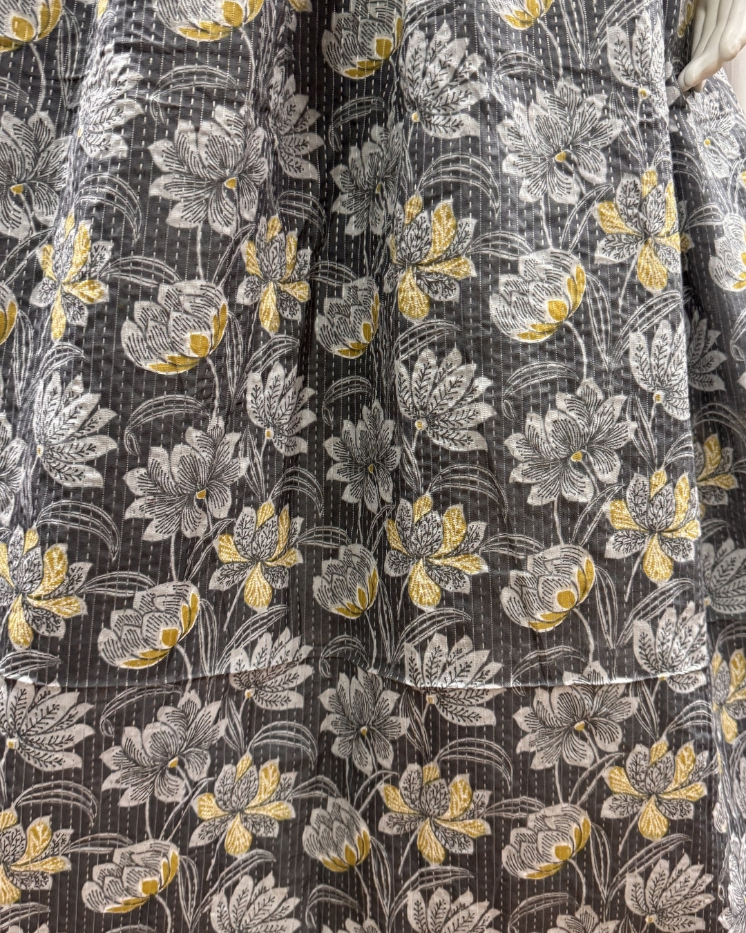 Katha Grey Lotus - Maternity Kurti with Feeding Zips - Cotton Flex - Thicker Fabric