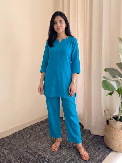 Plain Firozi - Cord Set - Soft Rayon