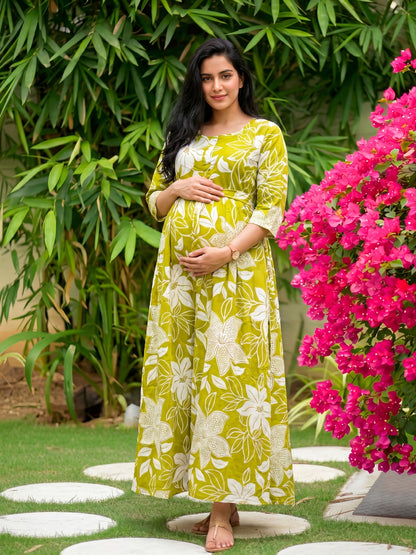 Lily Lemon - Maternity Kurti with Feeding Zips - Soft Rayon