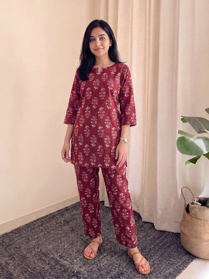 Daisy Maroon - Cord Set - Pure Cotton