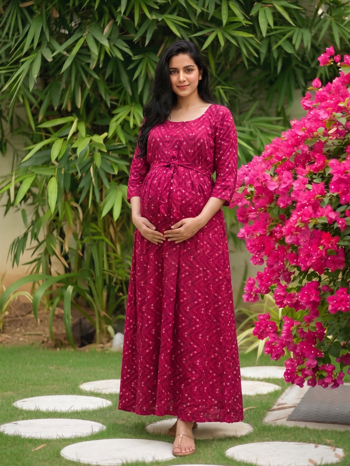 Raani ZigZag Bandhani maternity dress