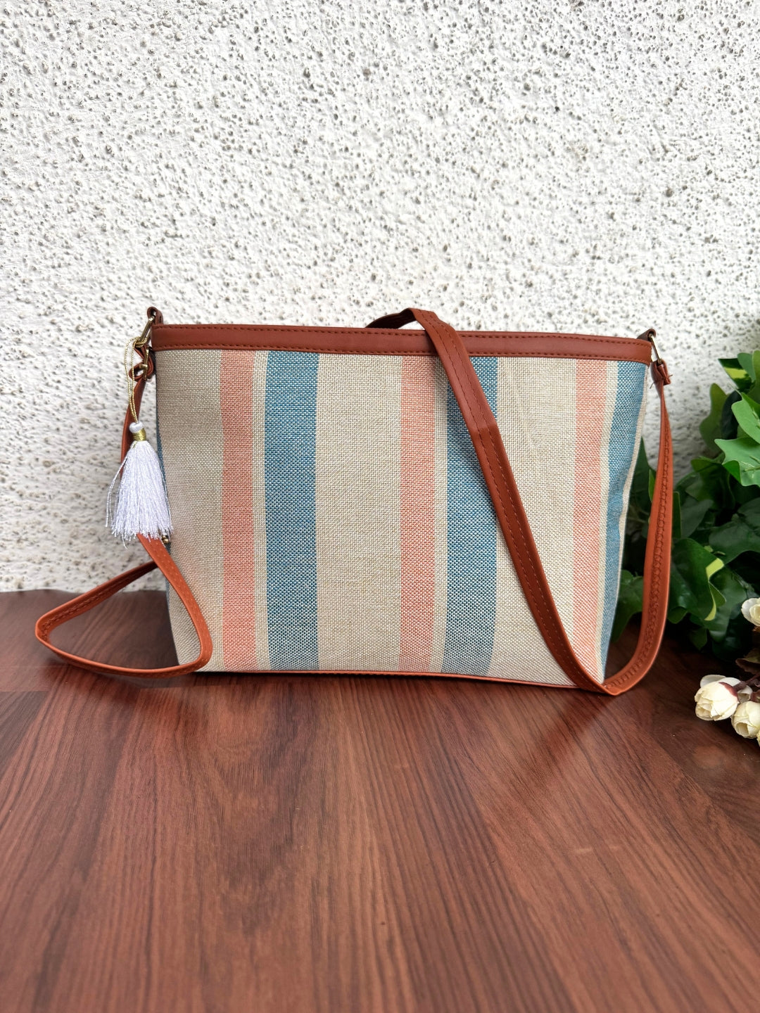 Minsk - 3 zip- Big size - Sling Bag - Stripes Orange