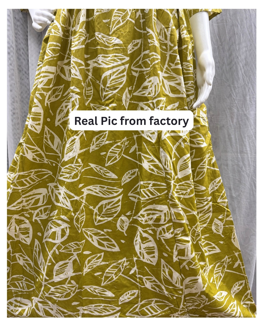 Dessert Yellow Leaf - Maternity Kurti with Feeding Zips - Soft Rayon