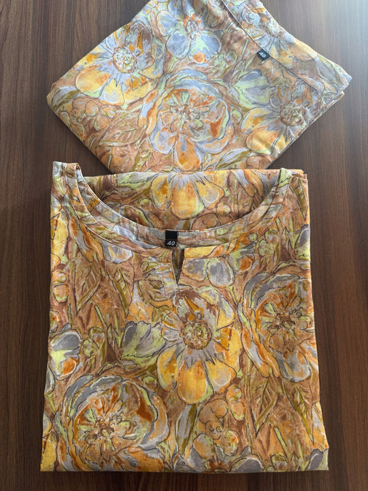 Jasmine Yellow White Flower - Cord Set - Pure Cotton