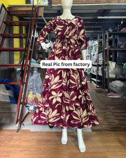 Jasmine Purple - Maternity Kurti with Feeding Zips - Soft Rayon