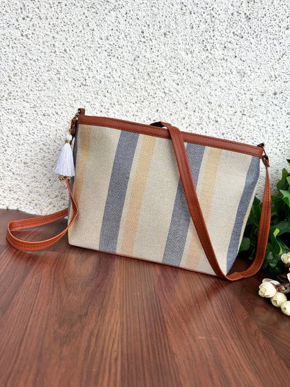 Minsk - 3 zip- Big size - Sling Bag - Stripes Yellow