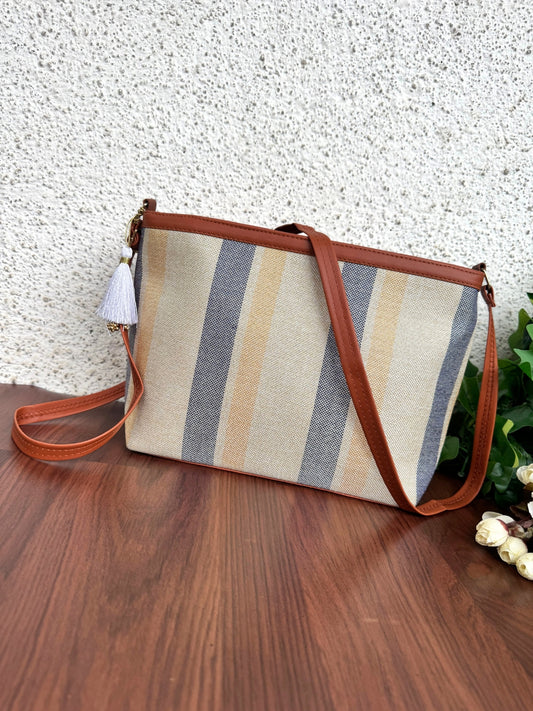 Minsk - 3 zip- Big size - Sling Bag - Stripes Yellow