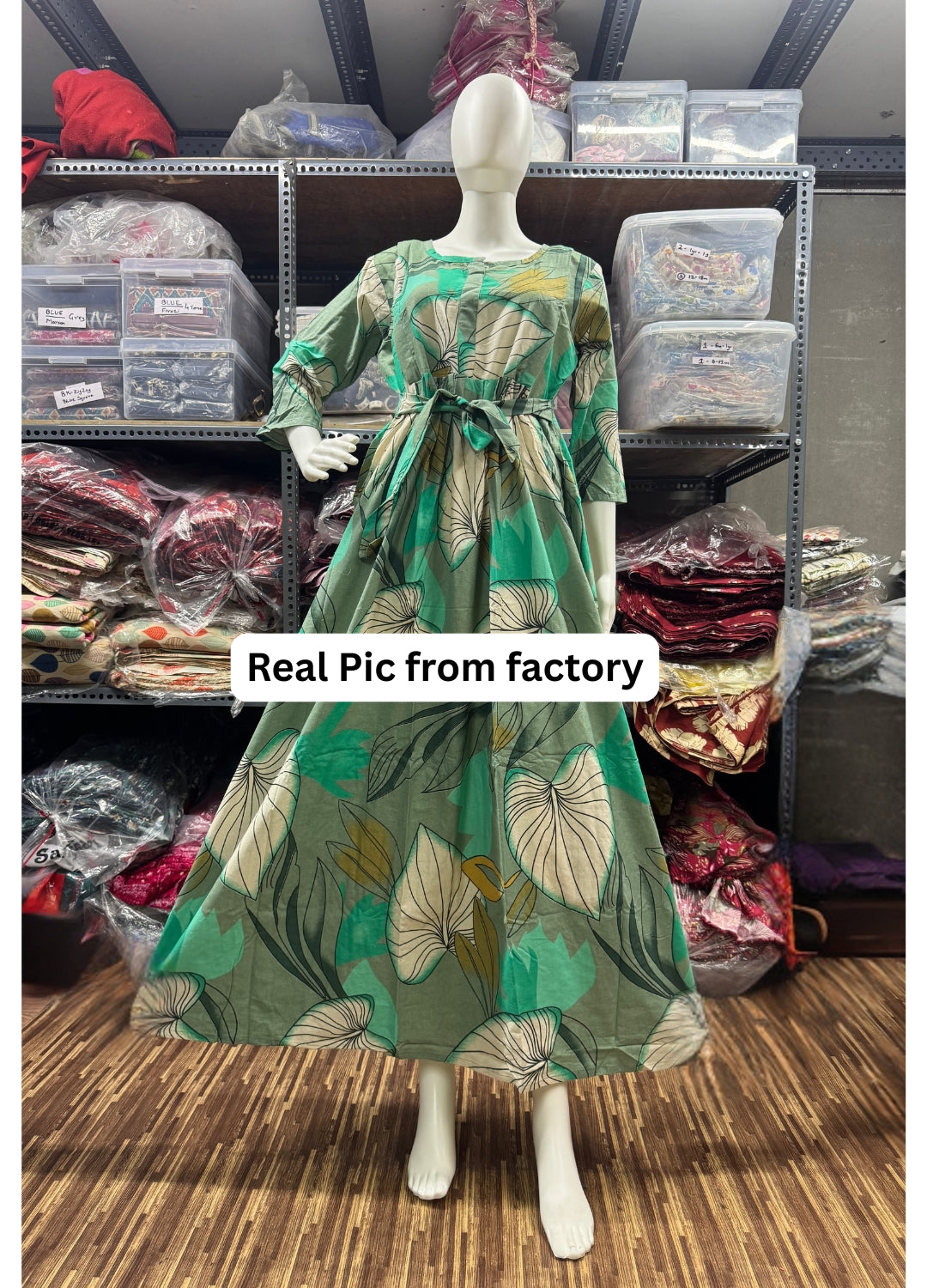 Lotus Sea Green - Maternity Kurti with Feeding Zips - Cotton Flex - Thicker Fabric