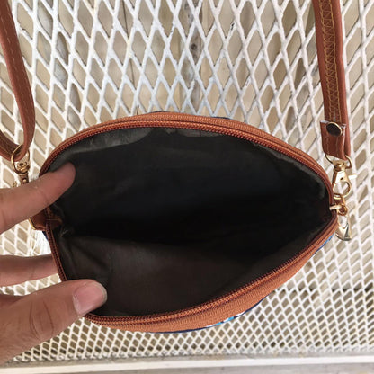 Maroon Grey Flower - Cute Round Sling bag