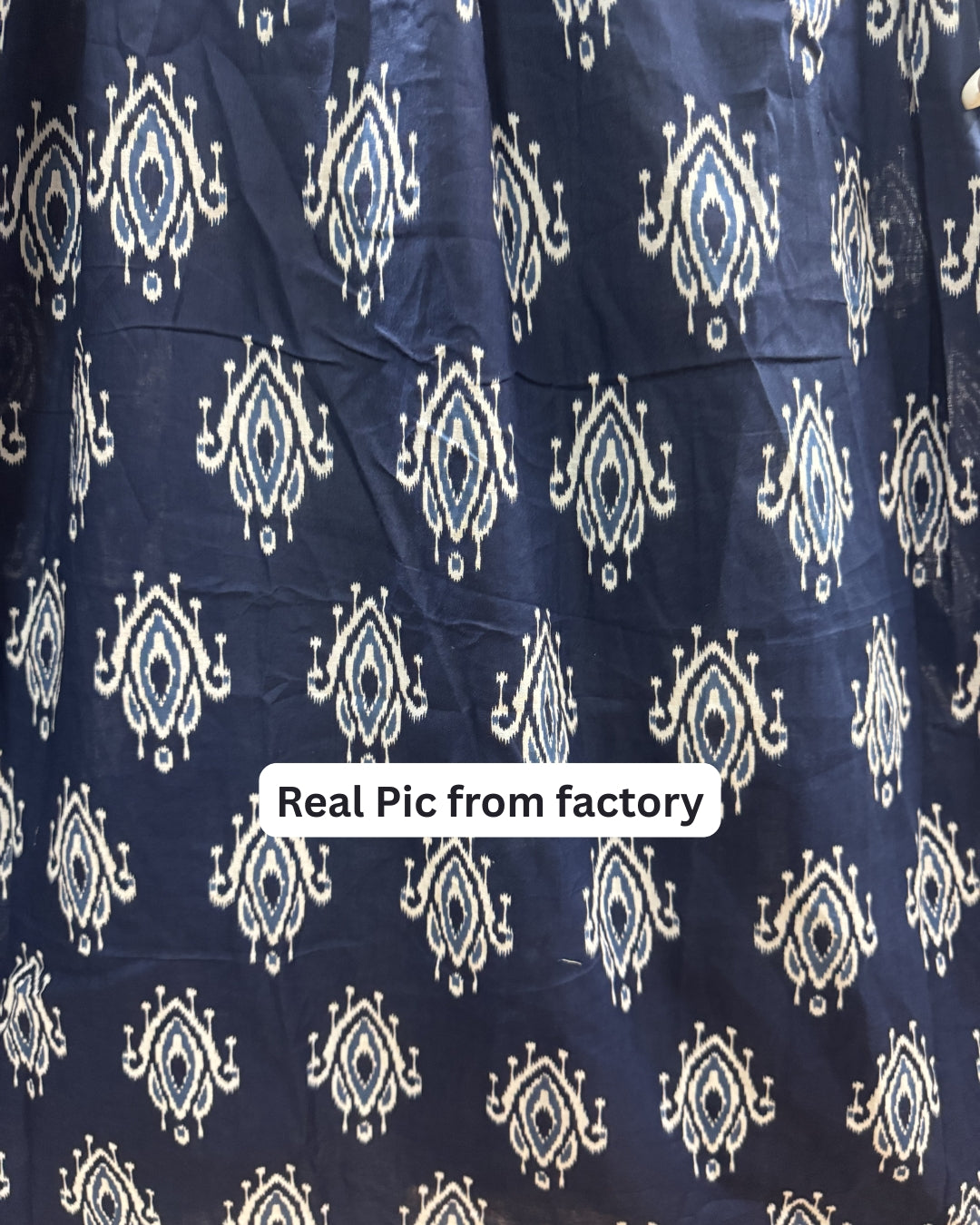 Blue White Flower - Maternity Kurti with Feeding Zips - Cambric Cotton