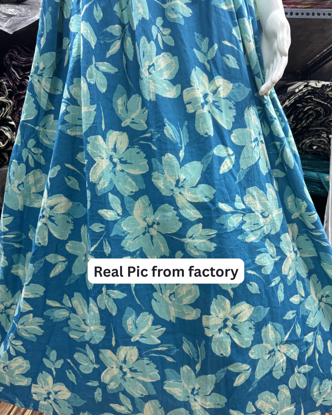 Jasmine White Flower - Firozi - Maternity Kurti with Feeding Zips - Cambric Cotton