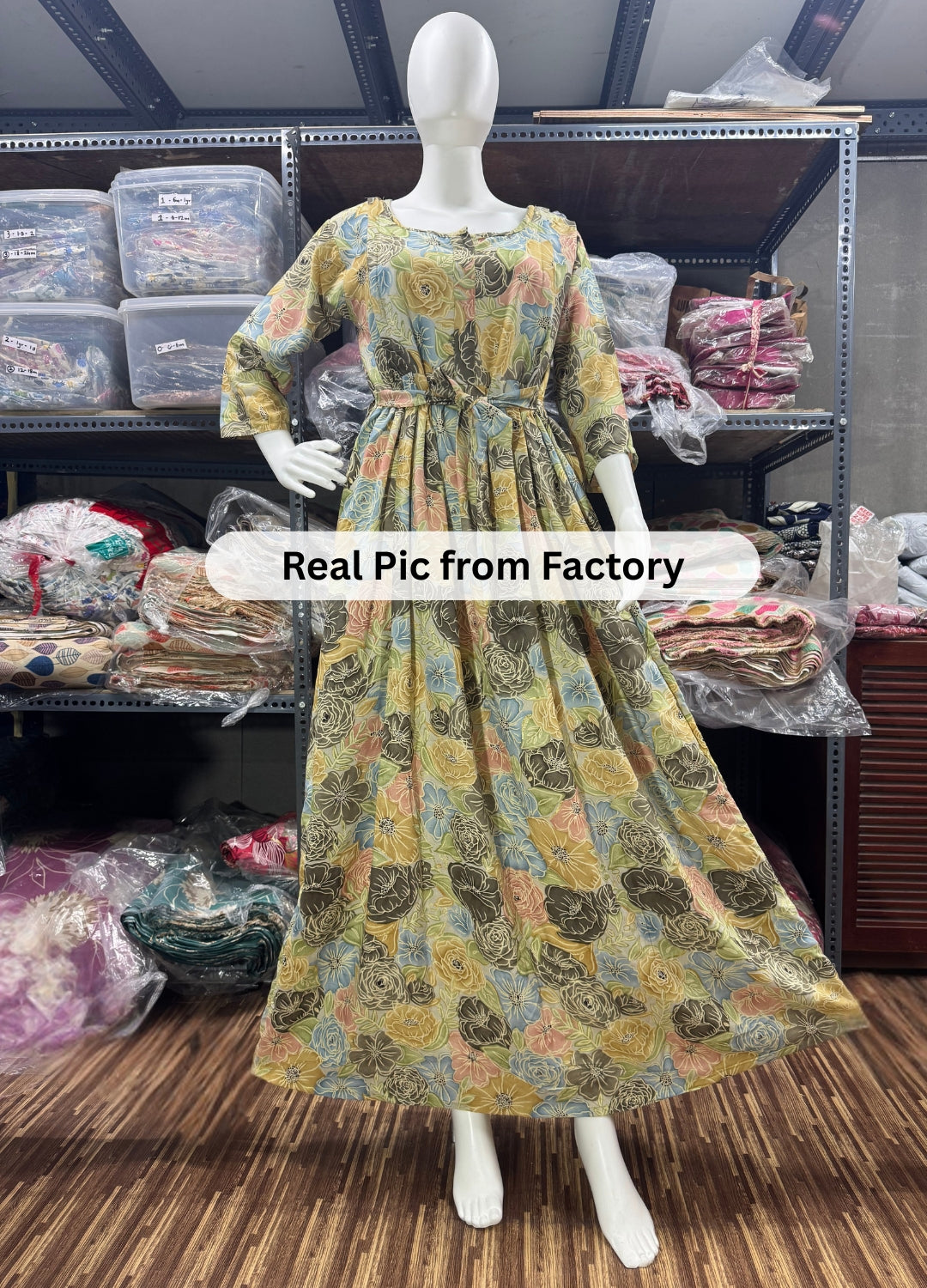 Sea Green Pink Rose - Maternity Kurti with Feeding Zips - Soft Rayon