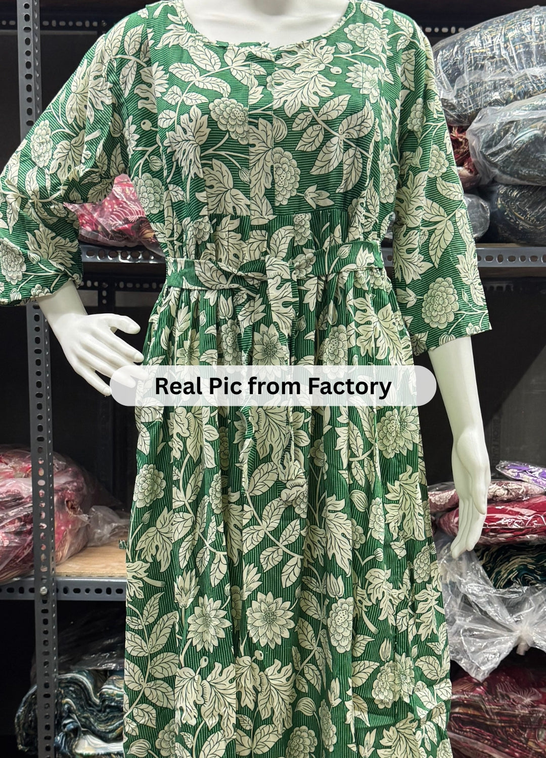 Leafy Stripes - Green - Maternity Kurti with Feeding Zips - Soft Rayon