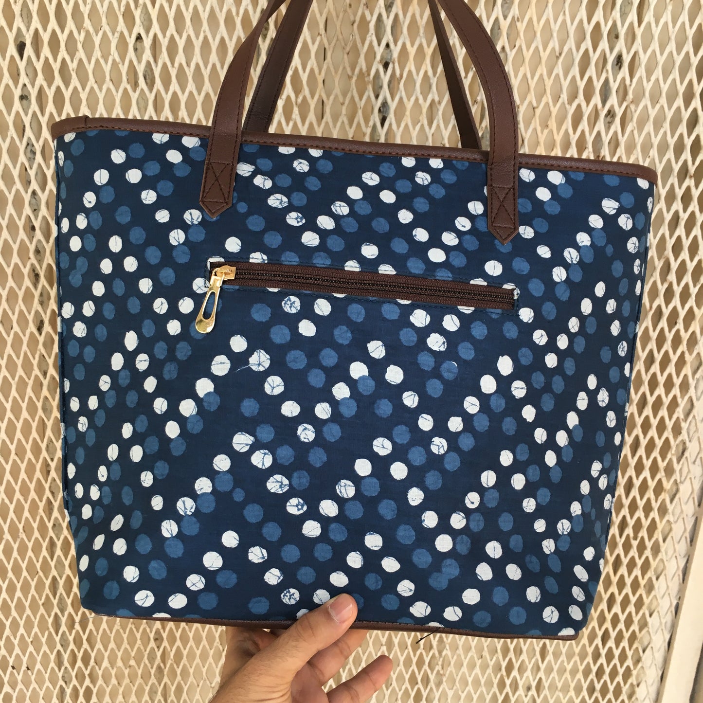 Blue Polka Dots - Printed Tote Bag