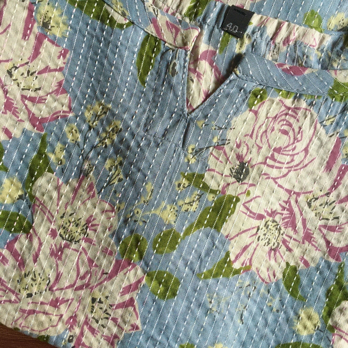 Katha Work - Classy Flowers - SKY Blue - Cord Set - Pure Cotton