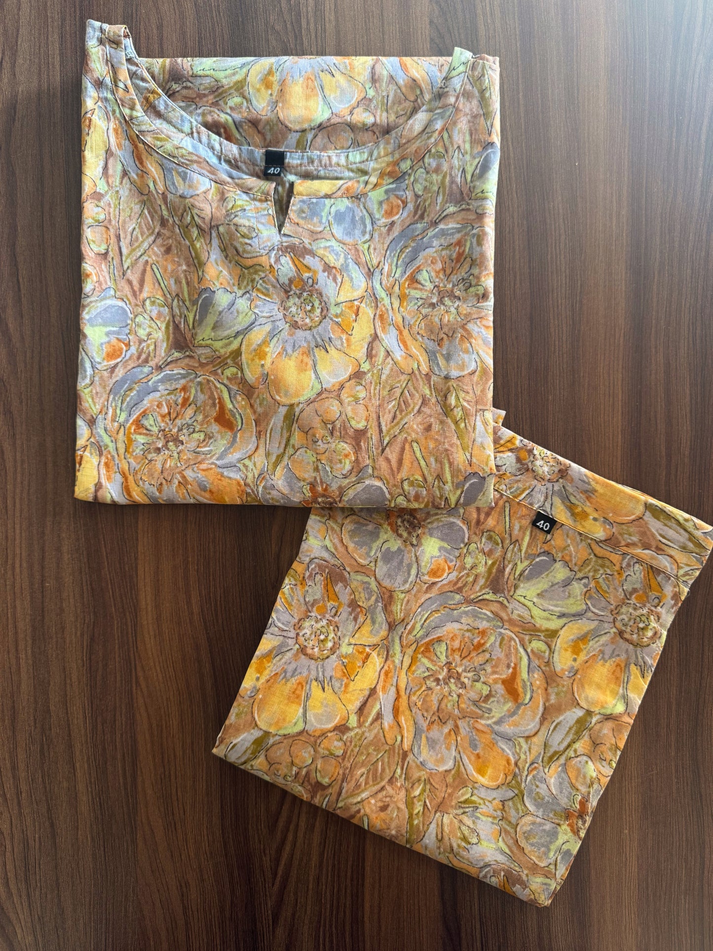 Jasmine Yellow White Flower - Cord Set - Pure Cotton