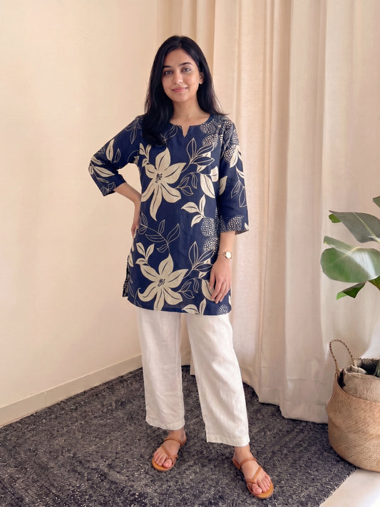 Lily Blue with White Pant - Cord Set  - Pure Cotton